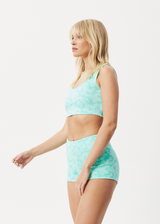 Afends Womens Benny - Recycled Ribbed Cropped Singlet - Jade Daisy - Afends womens benny   recycled ribbed cropped singlet   jade daisy 