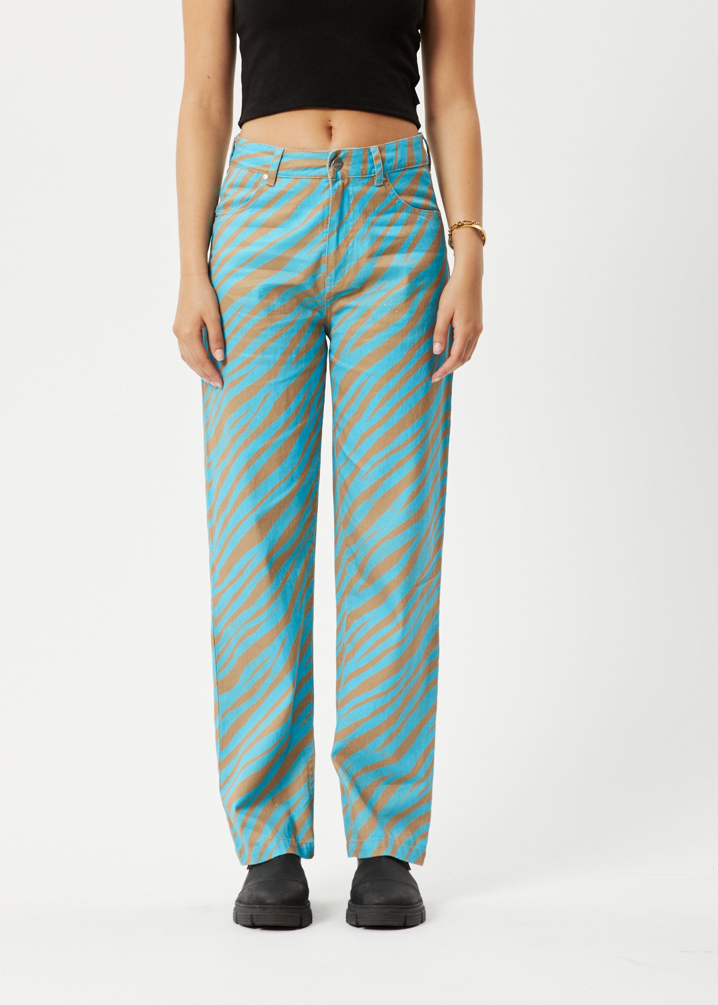 AFENDS Womens Adi Shelby - Wide Leg Pant - Blue Stripe