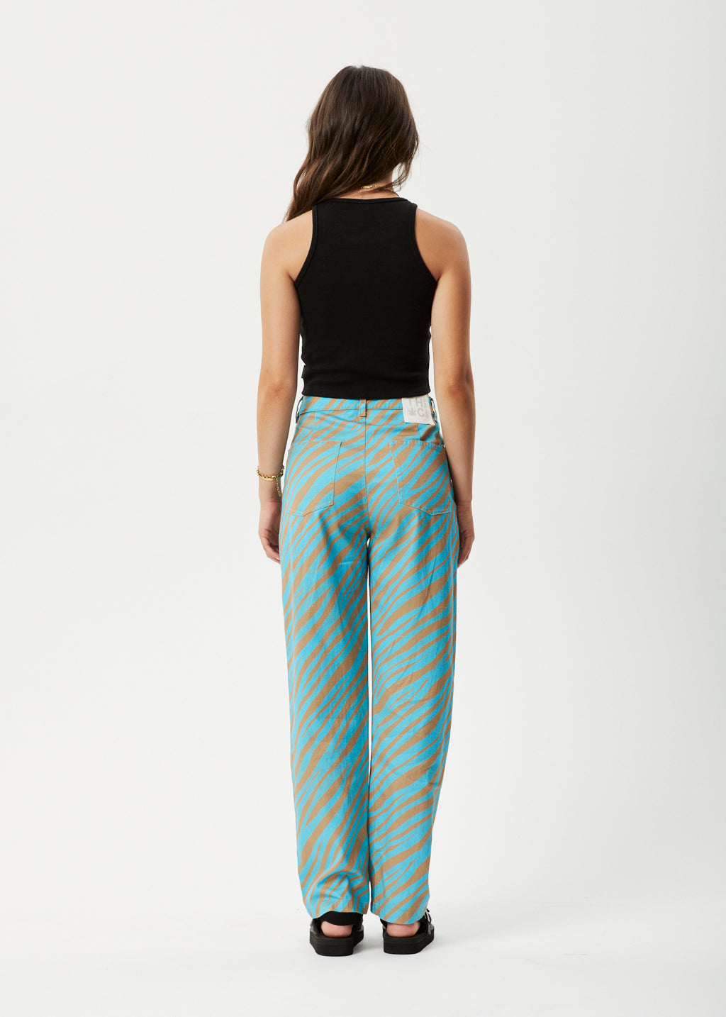 AFENDS Womens Adi Shelby - Wide Leg Pant - Blue Stripe