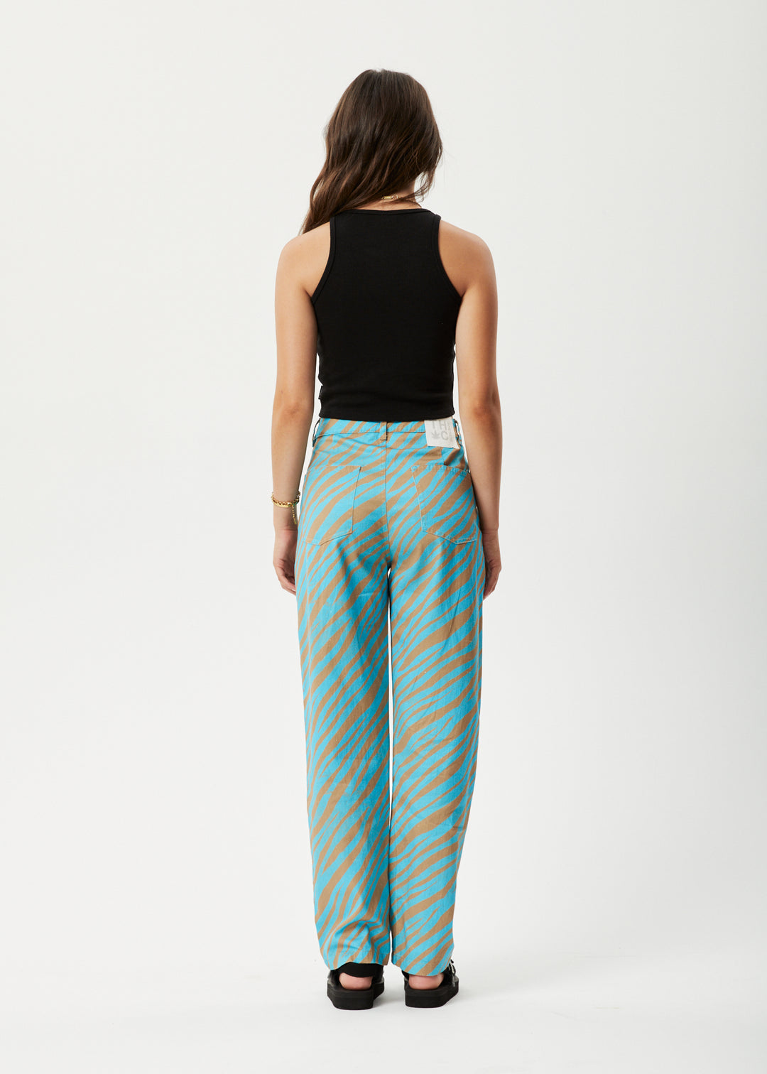 AFENDS Womens Adi Shelby - Wide Leg Pants - Blue Stripe 