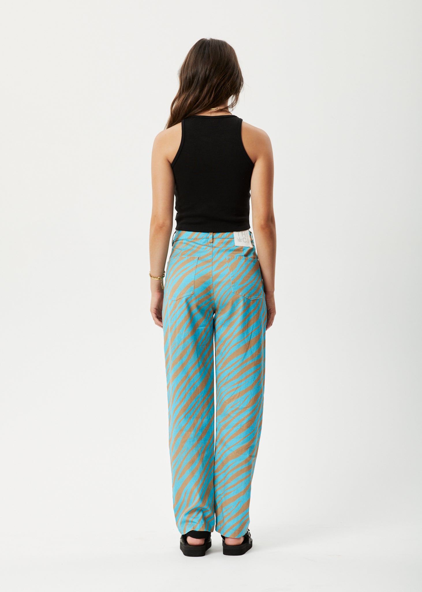 AFENDS Womens Adi Shelby - Wide Leg Pant - Blue Stripe
