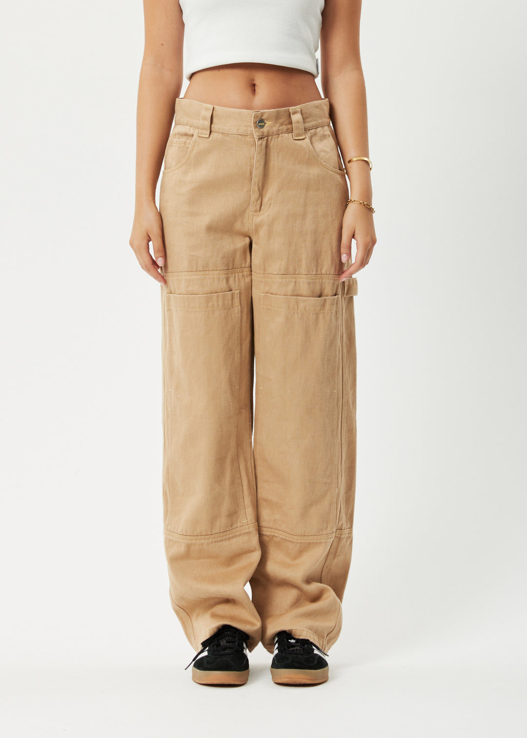 AFENDS Womens Sleepy Hollow Moss - Twill Carpenter Pants - Tan 