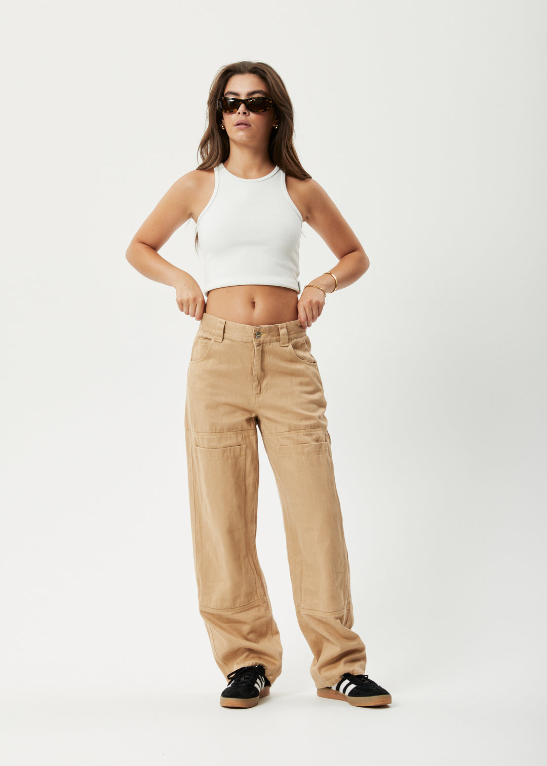 AFENDS Womens Sleepy Hollow Moss - Twill Carpenter Pants - Tan 