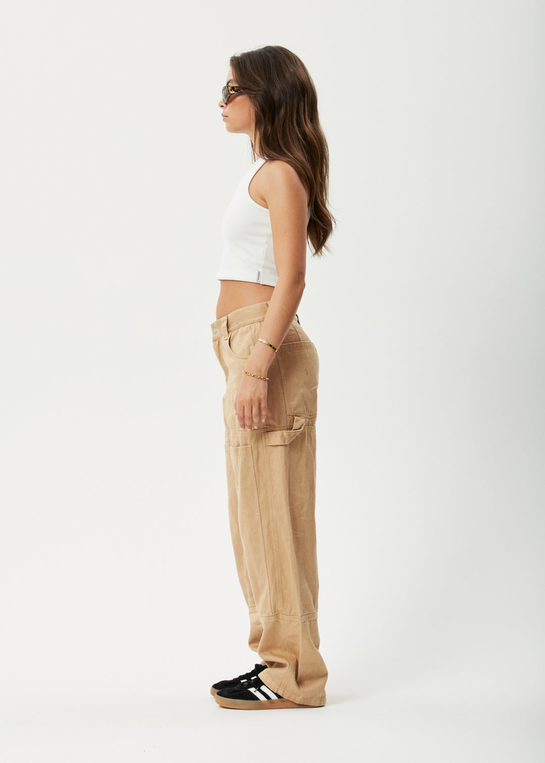 AFENDS Womens Sleepy Hollow Moss - Twill Carpenter Pants - Tan 