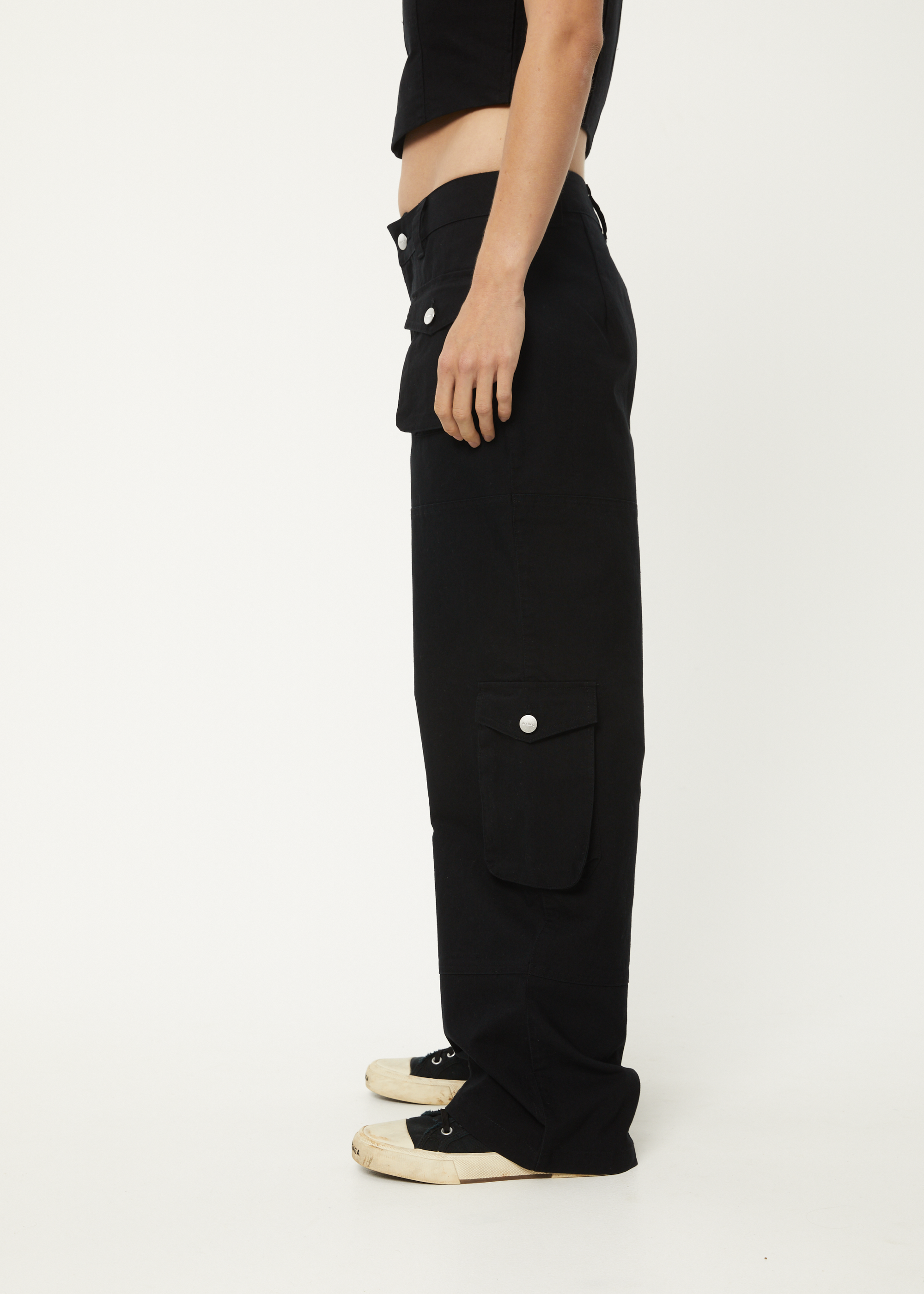 Afends Womens Linger - Recycled Cargo Pants - Black - Afends AU.
