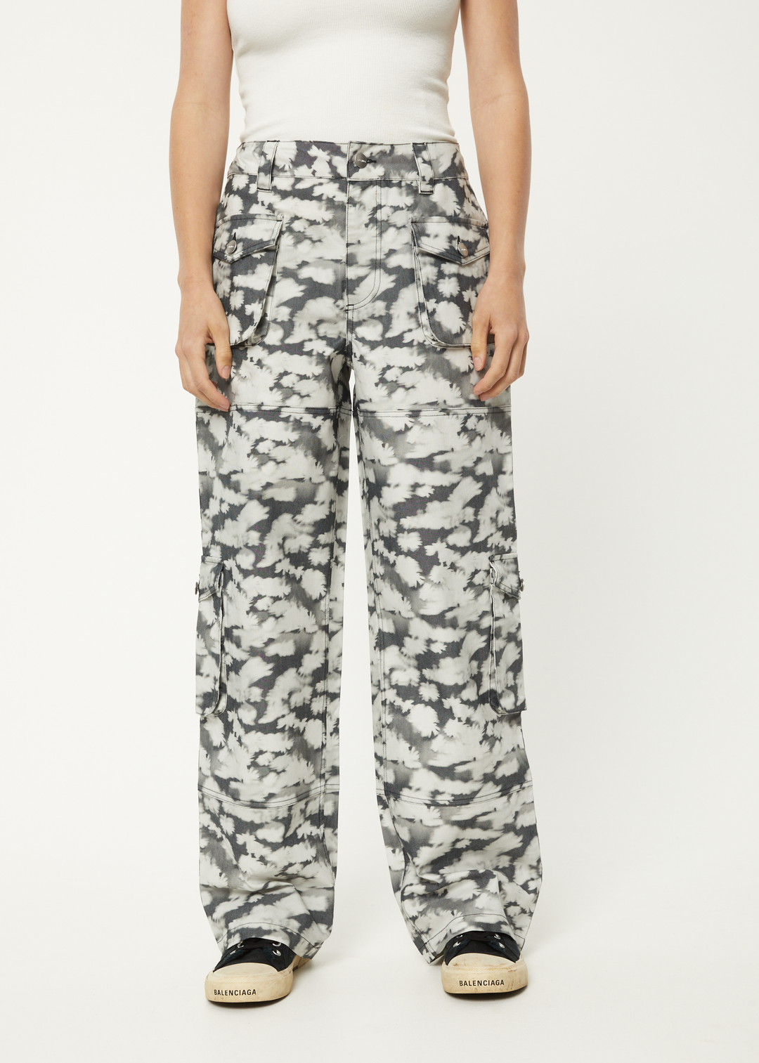 AFENDS Womens Linger - Cargo Pants - Black Floral 