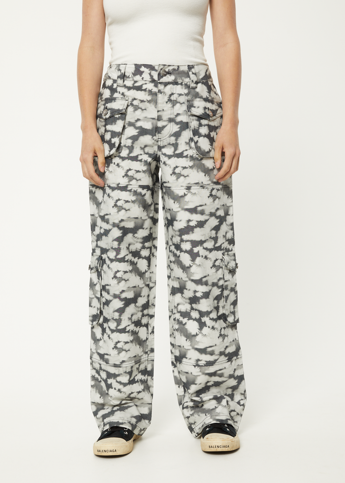 Afends Womens Linger - Recycled Cargo Pants - Black Floral 