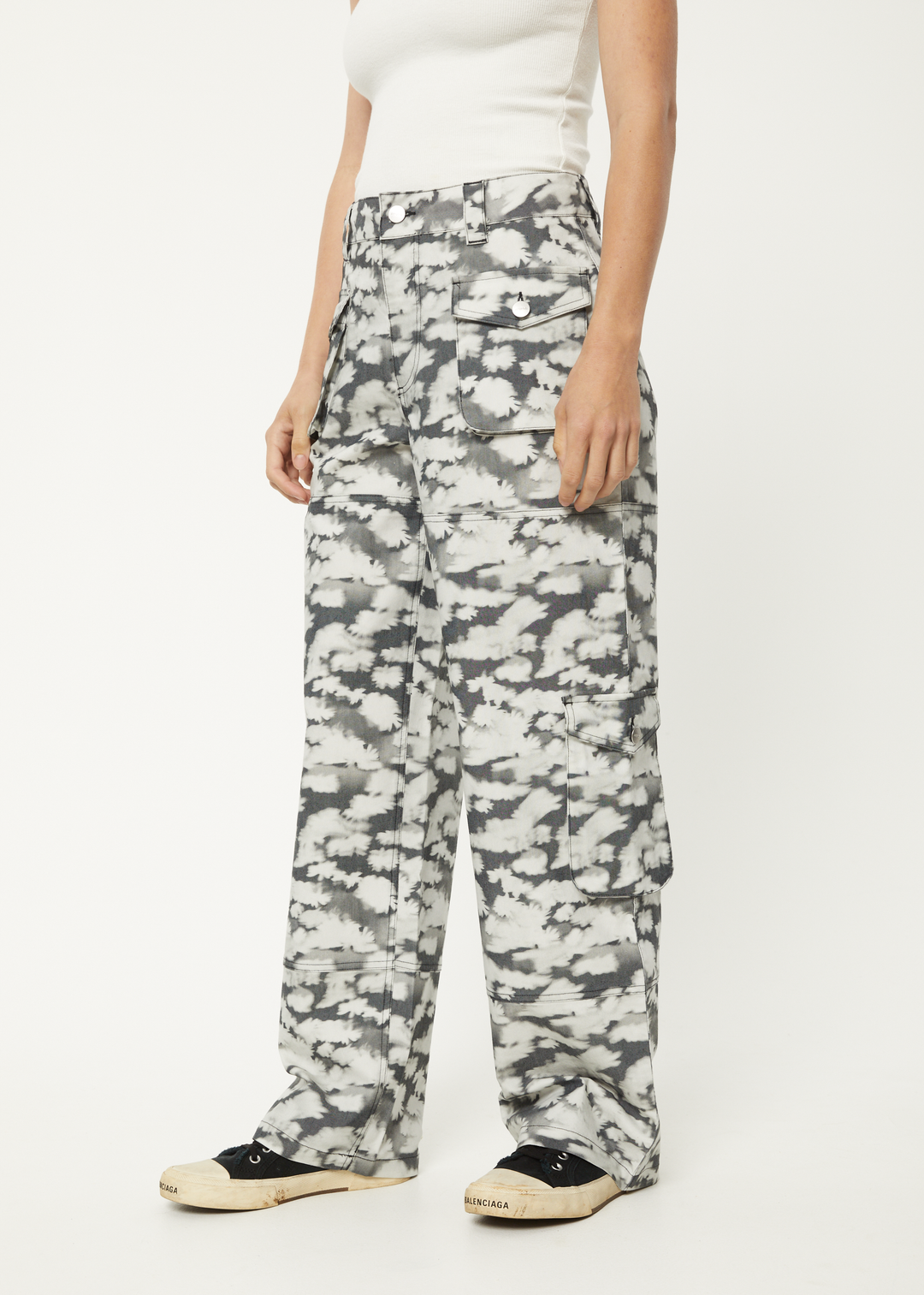 AFENDS Womens Linger - Cargo Pants - Black Floral 