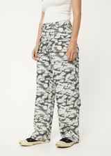 Afends Womens Linger - Recycled Cargo Pants - Black Floral - Afends womens linger   recycled cargo pants   black floral 