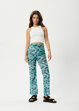 Afends Womens Liquid - Recycled High Waisted Sheer Pants - Jade Floral - Afends womens liquid   recycled high waisted sheer pants   jade floral 