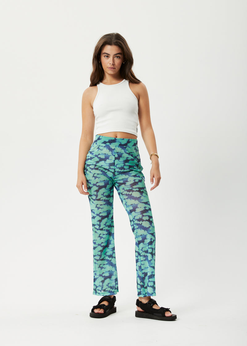 Afends Womens Liquid - Recycled High Waisted Sheer Pants - Jade Floral