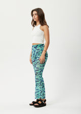Afends Womens Liquid - Recycled High Waisted Sheer Pants - Jade Floral - Afends womens liquid   recycled high waisted sheer pants   jade floral 