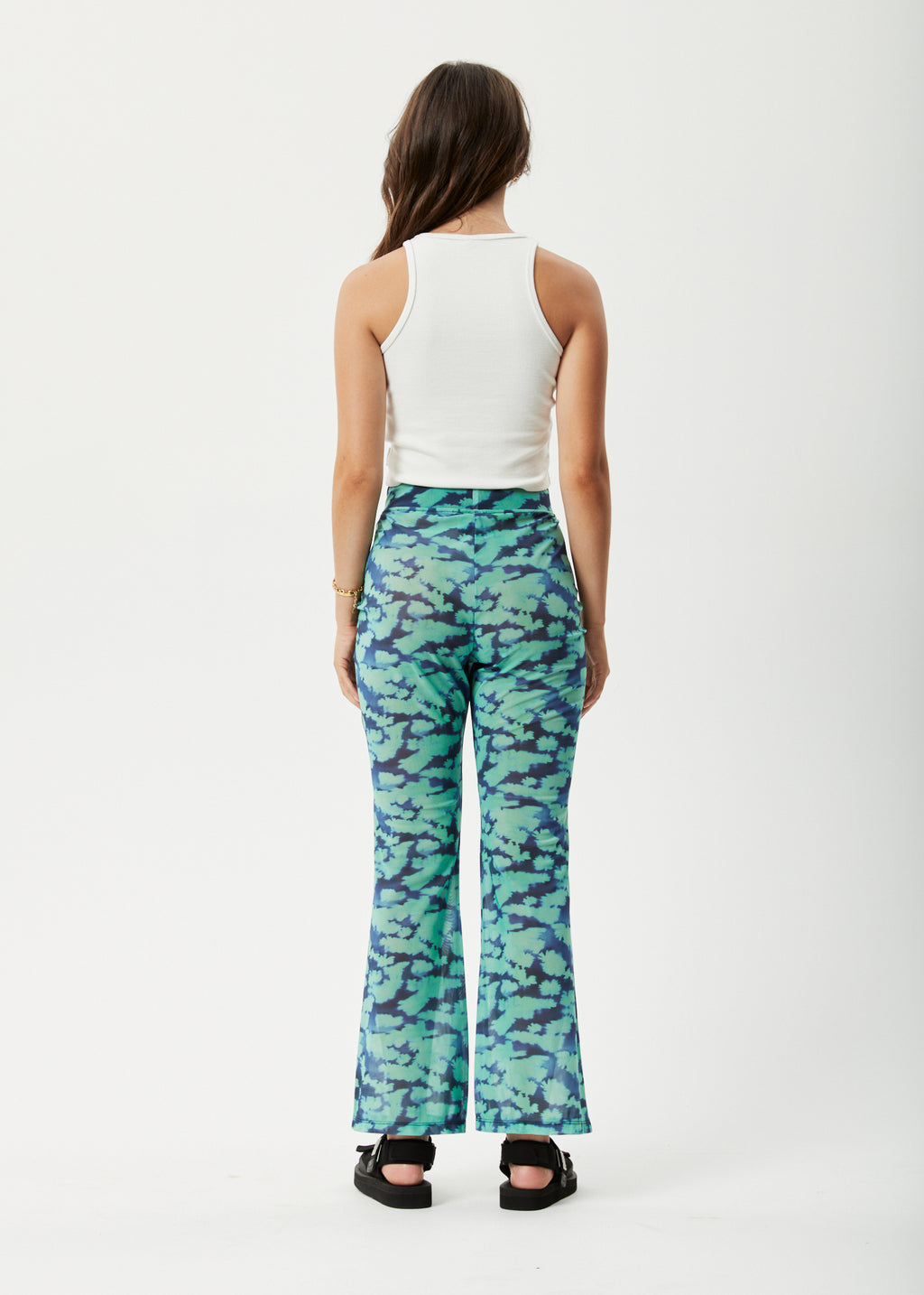 AFENDS Womens Liquid - High Waisted Sheer Pant - Jade Floral