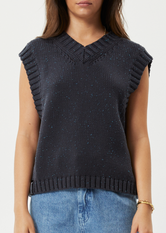 Afends Womens Solace - Organic Knit Cropped Vest - Charcoal 