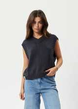 Afends Womens Solace - Organic Knit Cropped Vest - Charcoal - Afends womens solace   organic knit cropped vest   charcoal 