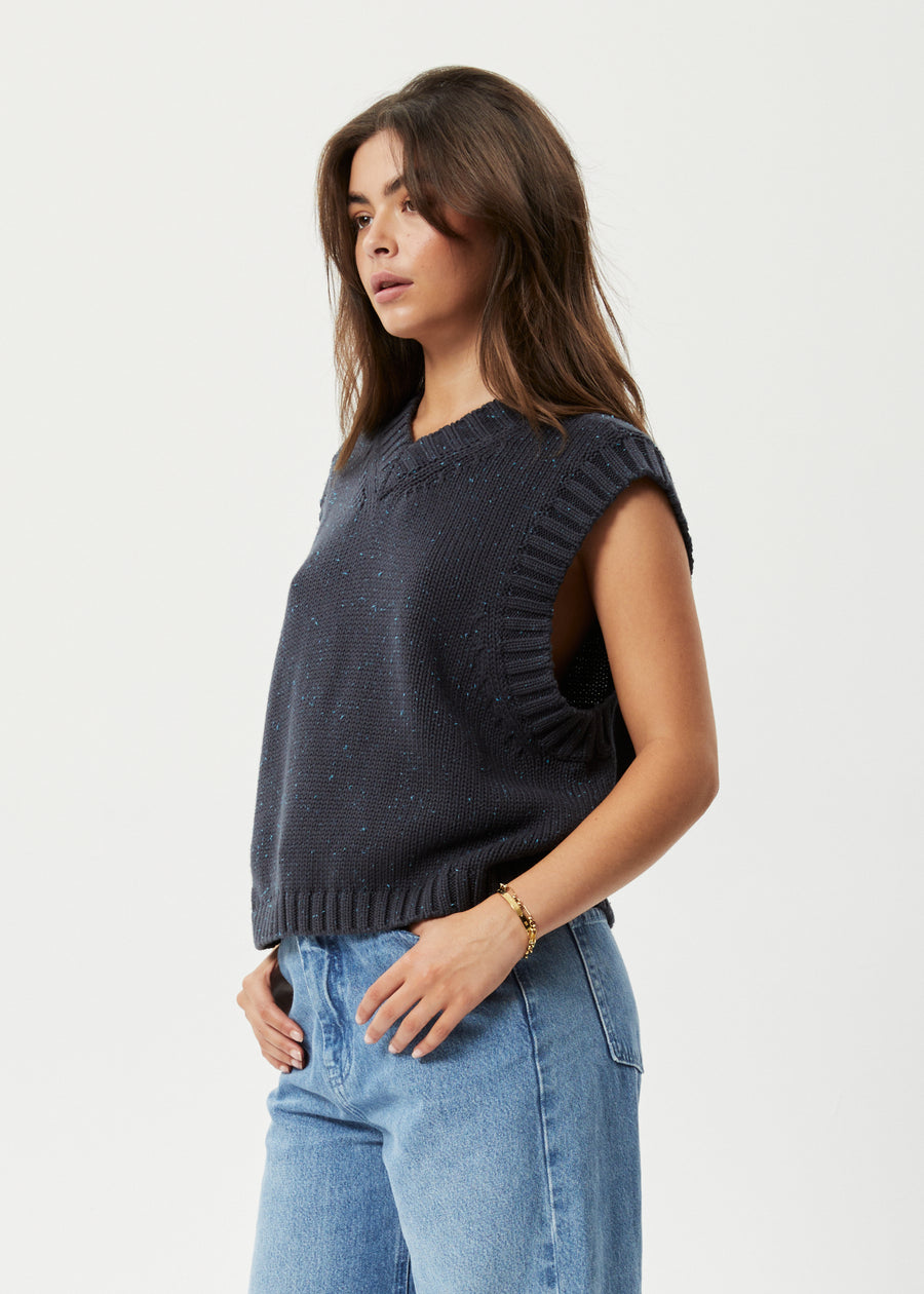 AFENDS Womens Solace Knit Cropped Vest Charcoal Afends AU.