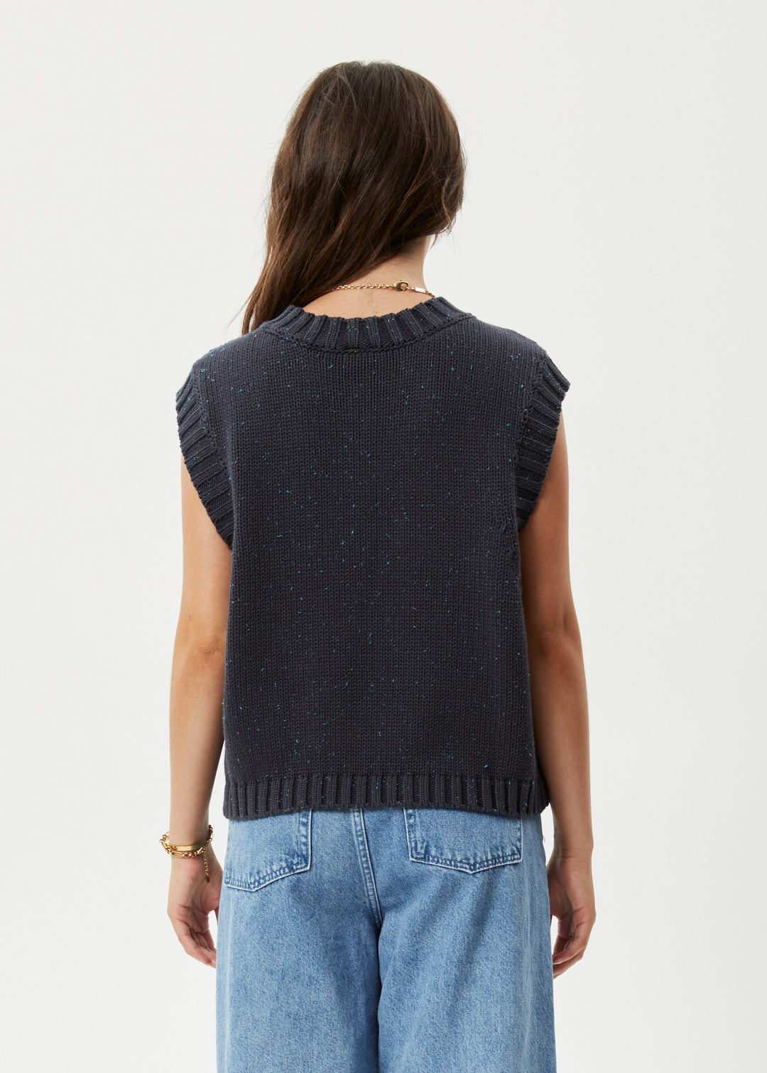 AFENDS Womens Solace - Knit Cropped Vest - Charcoal 