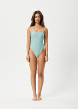 Afends Womens Adi - Recycled One Piece Swimsuit - Blue Stripe - Afends womens adi   recycled one piece swimsuit   blue stripe 