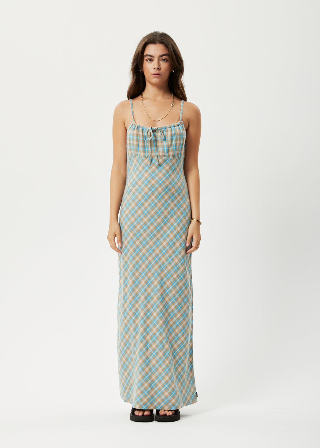 AFENDS Womens Millie - Maxi Dress - Tan Check 