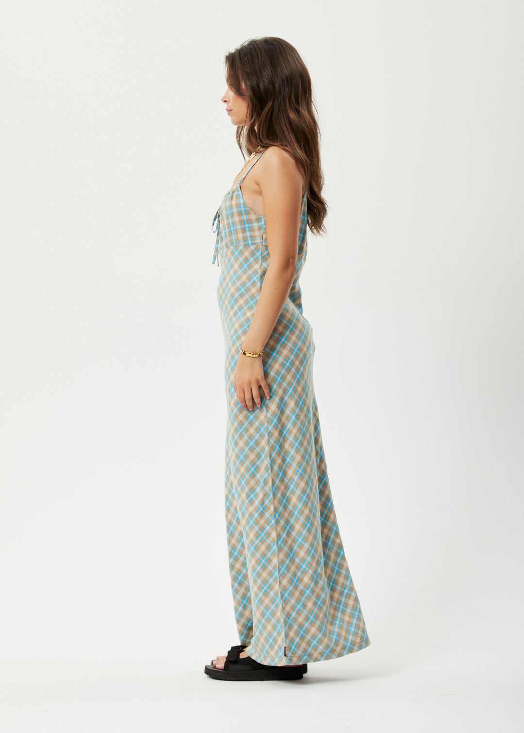 AFENDS Womens Millie - Maxi Dress - Tan Check 