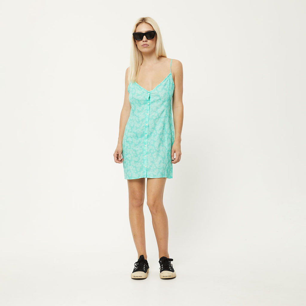 AFENDS Womens Benny - Mini Slip Dress - Jade Daisy W231815-JDD-XS