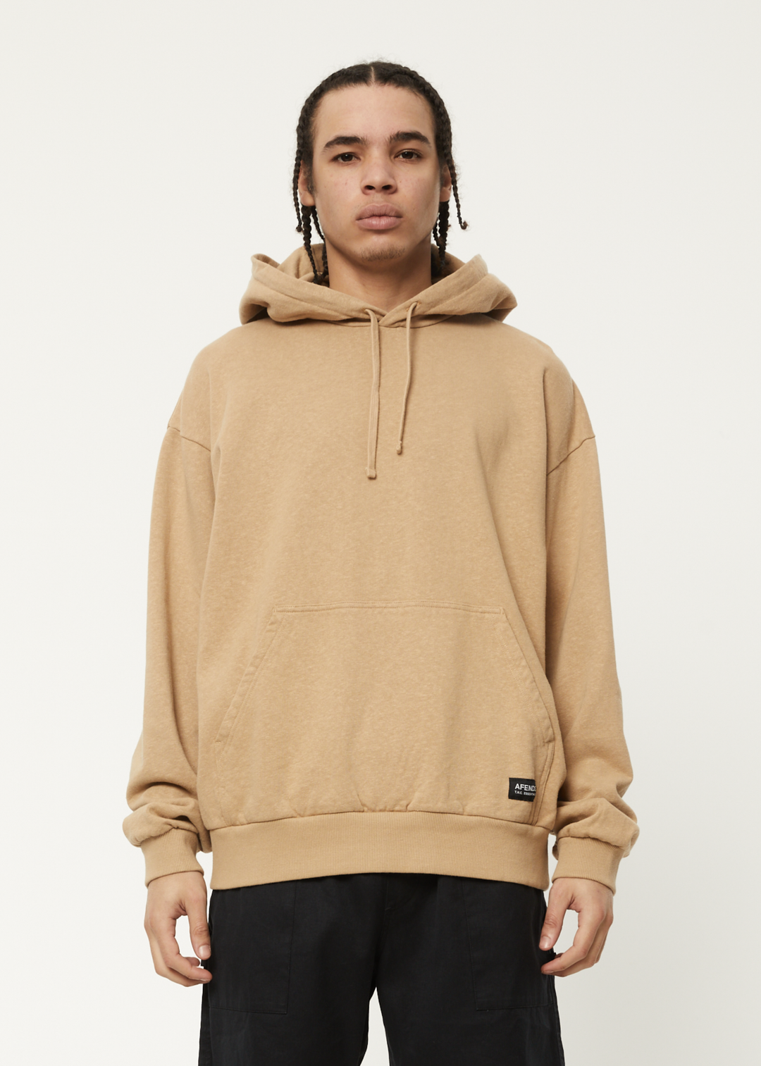 AFENDS Mens All Day - Relaxed Hoodie - Tan 