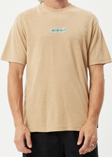 Afends Mens Heatwave - Hemp Retro Graphic Logo T-Shirt - Tan - Afends mens heatwave   hemp retro graphic logo t shirt   tan 