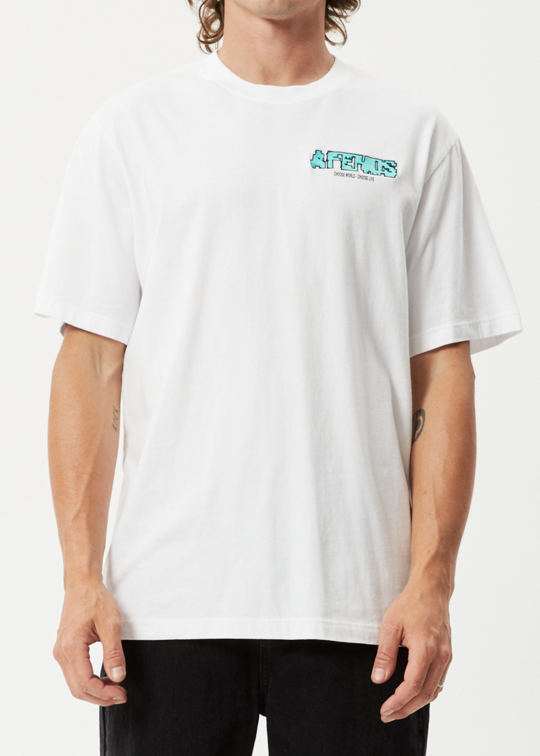 AFENDS Mens World - Retro Graphic Logo T-Shirt - White 