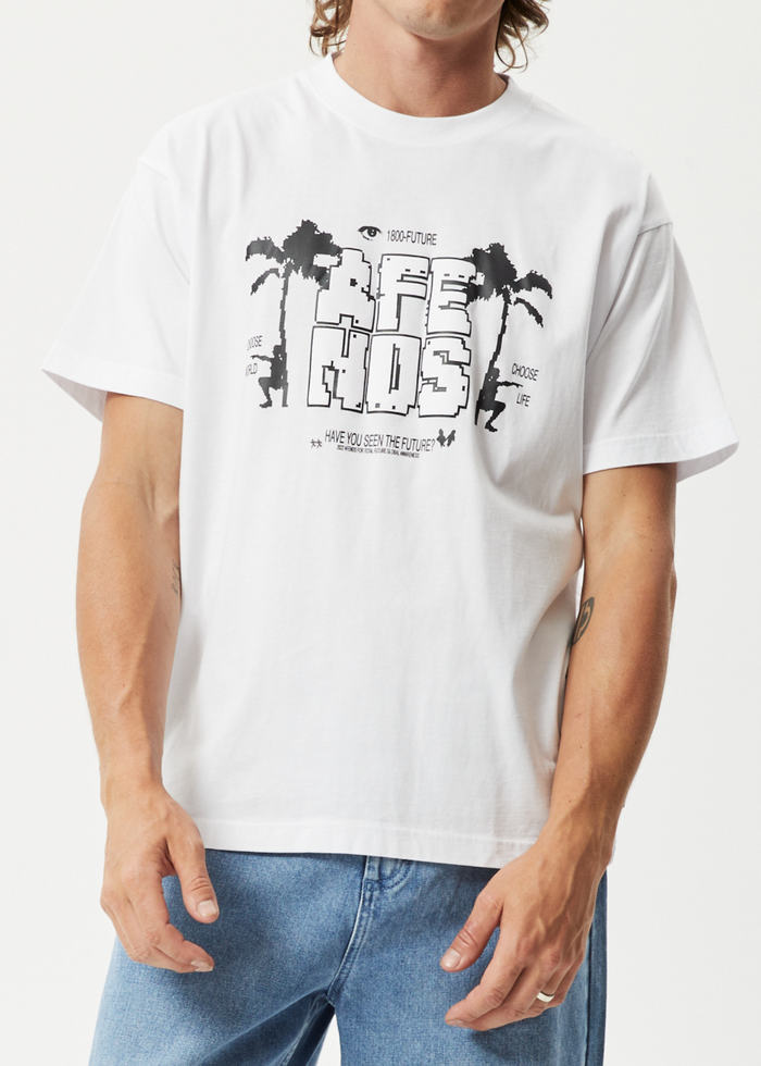 Afends Mens Choose Life - Recycled Boxy Graphic T-Shirt - White 