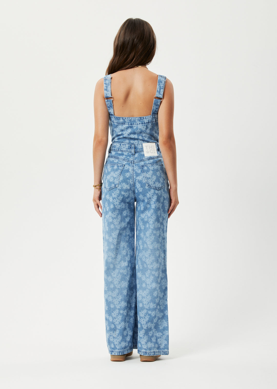 AFENDS Womens Fink Arlo - Denim Jumpsuit - Worn Blue Daisy 