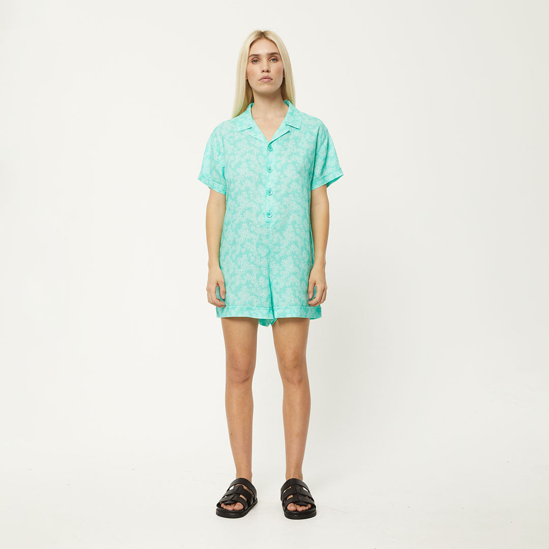 AFENDS Womens Benny Kokomo - Playsuit - Jade Daisy W231856-JDD-XS