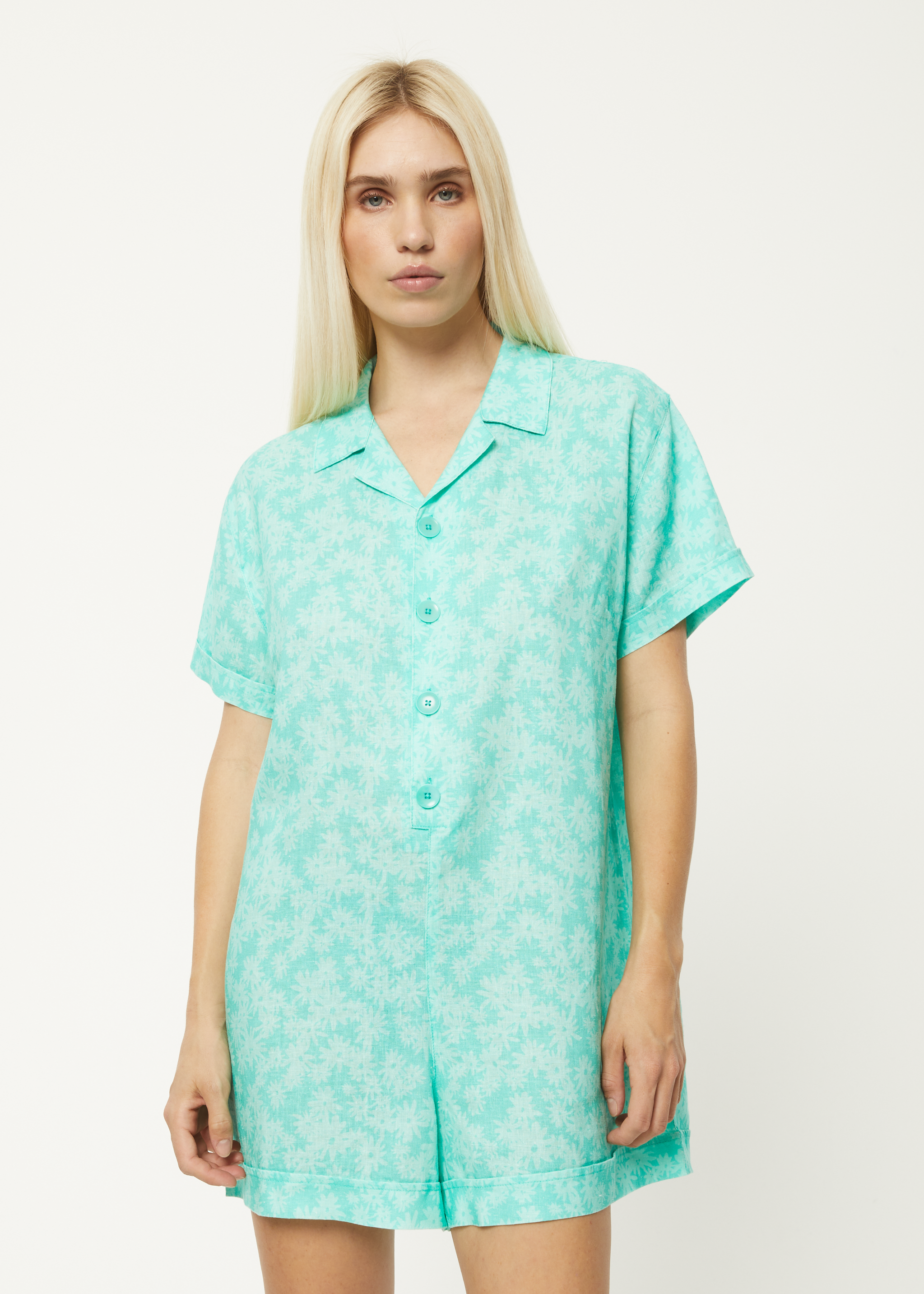 AFENDS Womens Benny Kokomo - Playsuit - Jade Daisy 