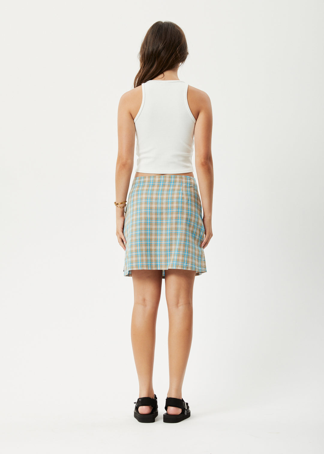 AFENDS Womens Millie - Mini Skirt - Tan Check 