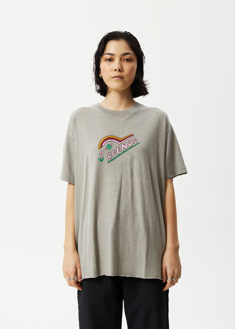 Afends Womens Day Dream Slay - Oversized Graphic T-Shirt - Olive