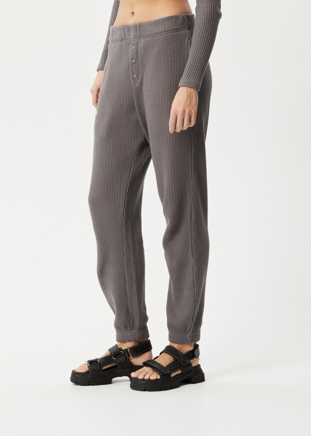 AFENDS Womens Ari - Waffle SweatPants - Steel 