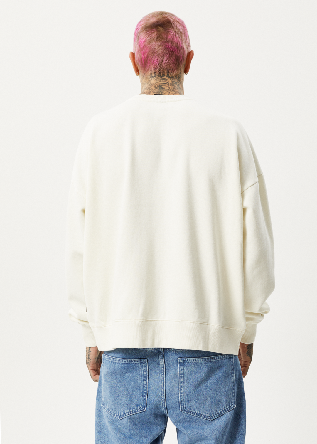 AFENDS Unisex Vacancy - Unisex Crew Neck Jumper - Off White 