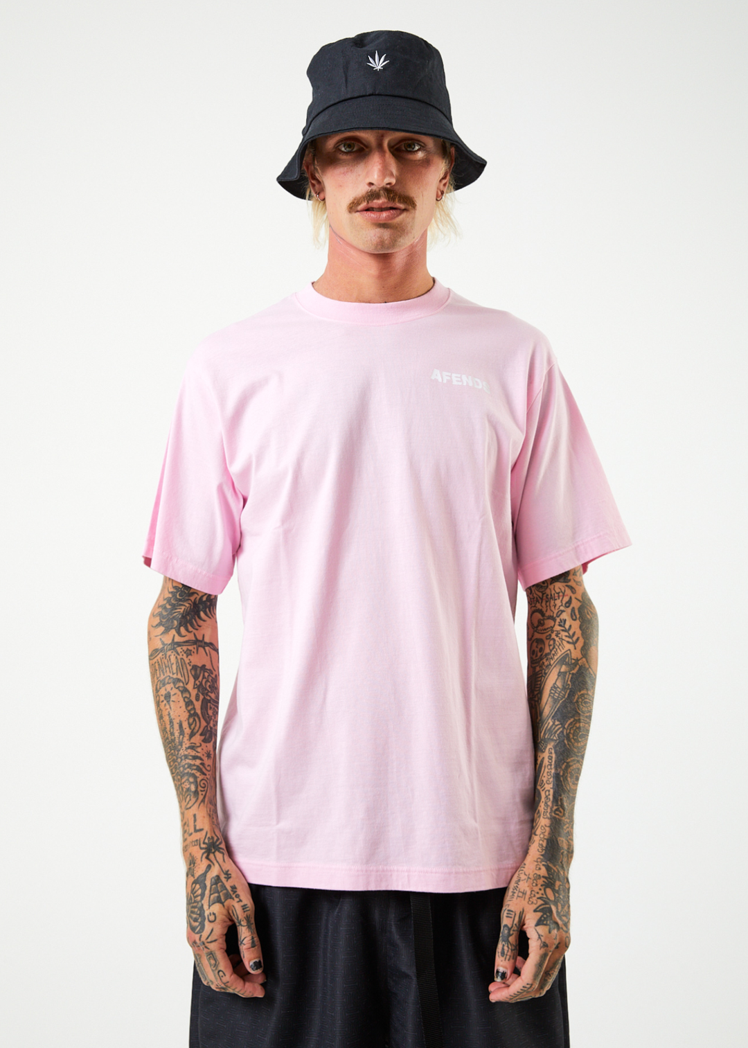 AFENDS Mens Vortex - Retro T-Shirt - Powder Pink 