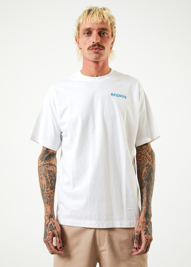 Afends Mens Vortex - Recycled Retro T-Shirt - White