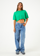 AFENDS Womens Slay Cropped - Oversized Tee - Forest - Afends womens slay cropped   oversized tee   forest 